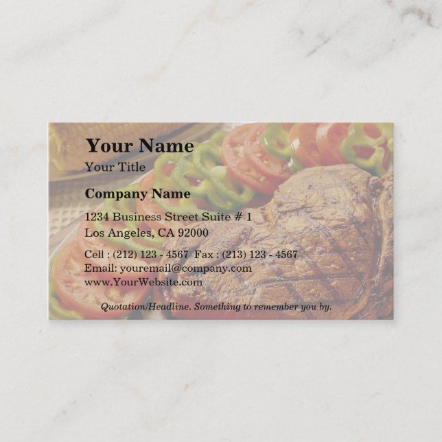 Delicious Beef roast with corn Business Card (Front)