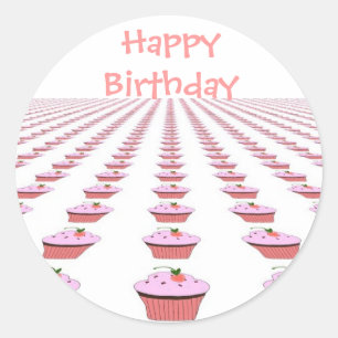 Delicious Birthday Cupcakes Classic Round Sticker