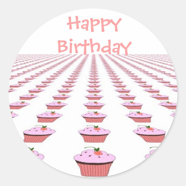 Delicious Birthday Cupcakes Classic Round Sticker (Front)