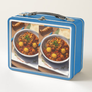 "Delicious Bites Lunch Container" Metal Lunch Box