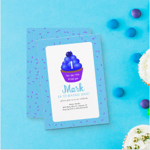 Delicious blueberry cupcake  Invitation