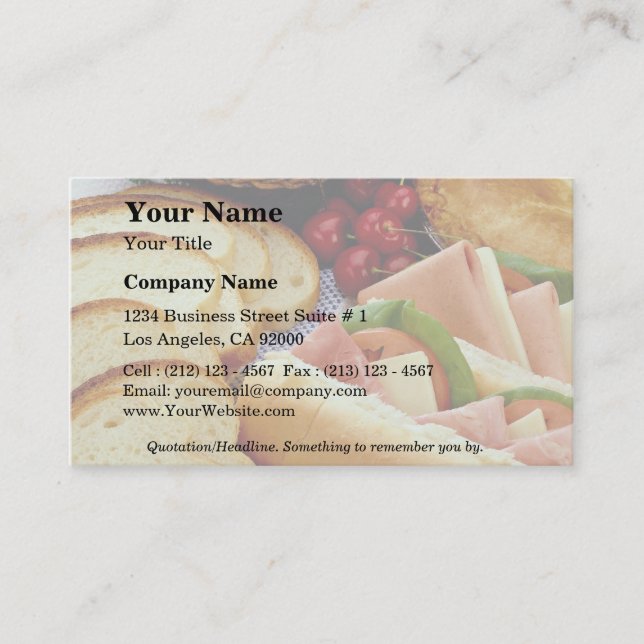 Delicious Bread, sandwiches, pie and cookies Business Card (Front)