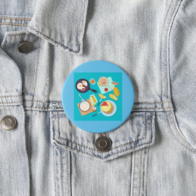 Delicious Breakfast Pancakes Eggs Coffee  7.5 Cm Round Badge (Creator Uploaded)