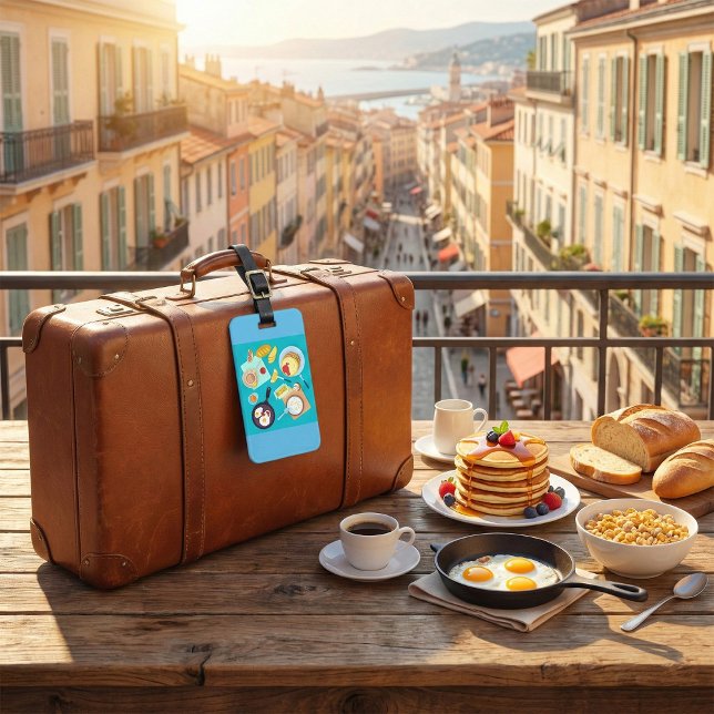 Delicious Breakfast Pancakes Eggs Coffee  Luggage Tag (Creator Uploaded)