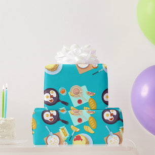 Delicious Breakfast Pancakes Eggs Coffee  Wrapping Paper