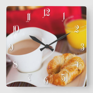 Delicious breakfast square wall clock