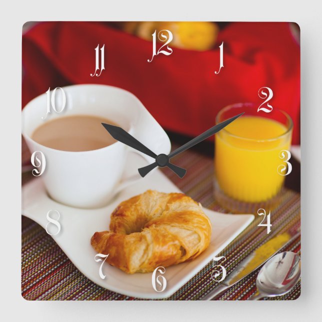Delicious breakfast square wall clock (Front)