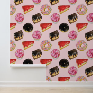 Delicious Cake Doughnut Dessert Food Pattern Wallpaper