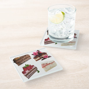 Delicious Cakes Selection Glass Coaster