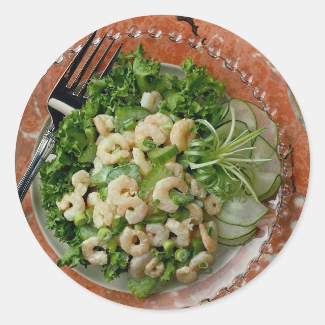 Delicious Celery, shrimp salad , fork Classic Round Sticker (Front)