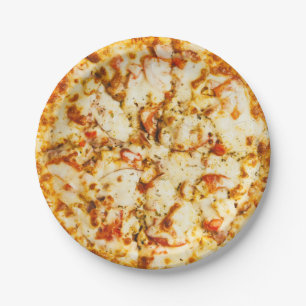 Delicious Cheese Pizza  Paper Plate