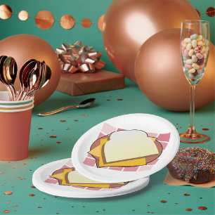 Delicious Cheese Sandwich Fun Food  Paper Plate