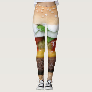 delicious cheeseburger with pickles photograph leggings