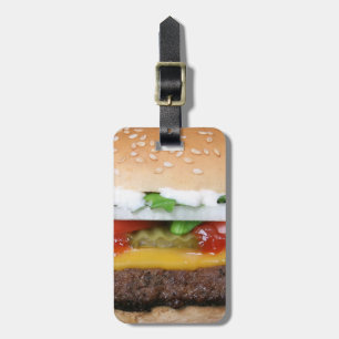 delicious cheeseburger with pickles photograph luggage tag