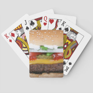 delicious cheeseburger with pickles photograph playing cards