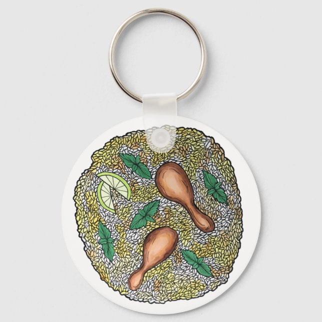 Delicious Chicken Biryani Indian Food Cuisine Key Ring (Front)