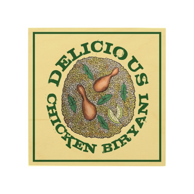 Delicious Chicken Biryani Indian Food Cuisine Wood Wall Art (Front)