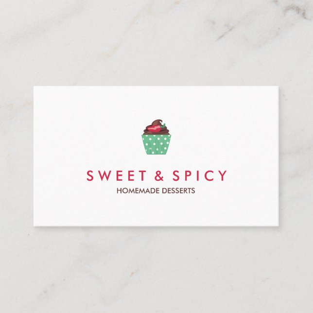 Delicious Chilli Cupcake | Bakery Business Card (Front)