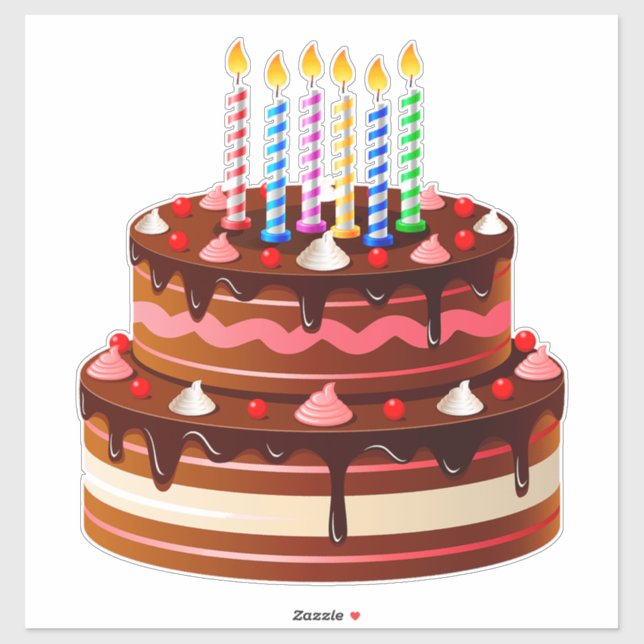 Delicious Chocolate Birthday Cake with Candles (Sheet)