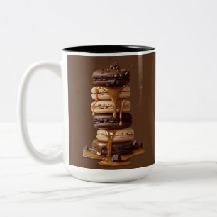 Delicious Chocolate & Caramel Macaron Tower Coffee Two-Tone Coffee Mug