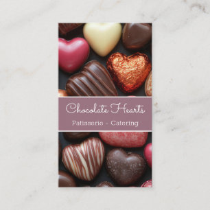 delicious chocolate hearts background patisserie business card