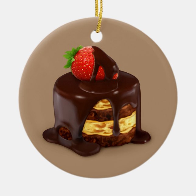 Delicious Chocolate Ice Cream Cake Ceramic Tree Decoration (Front)