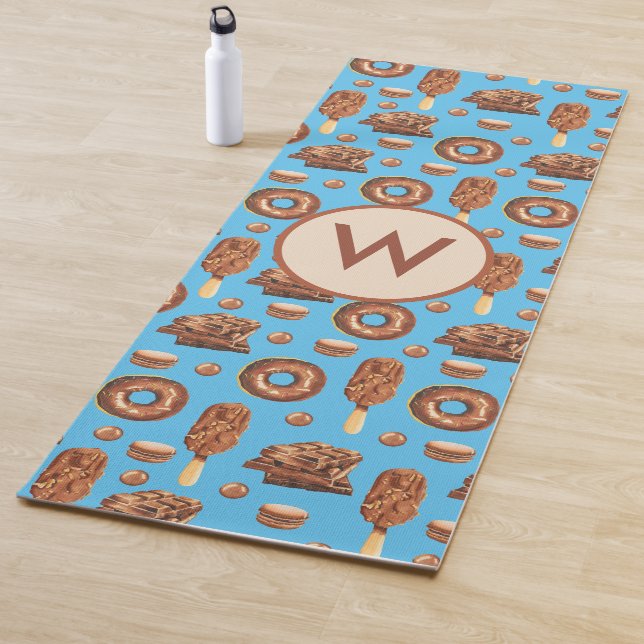 Delicious Chocolate Ice Cream Doughnuts Monogram Yoga Mat (In Situ)