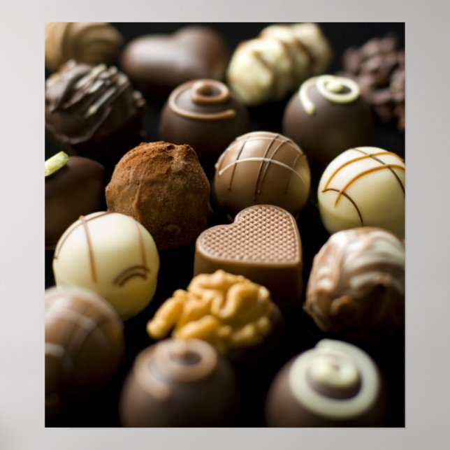 Delicious chocolate pralines poster (Front)