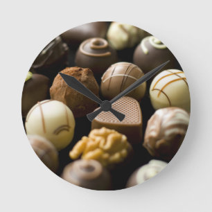 Delicious chocolate pralines round clock