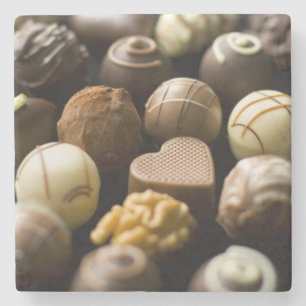 Delicious chocolate pralines stone coaster