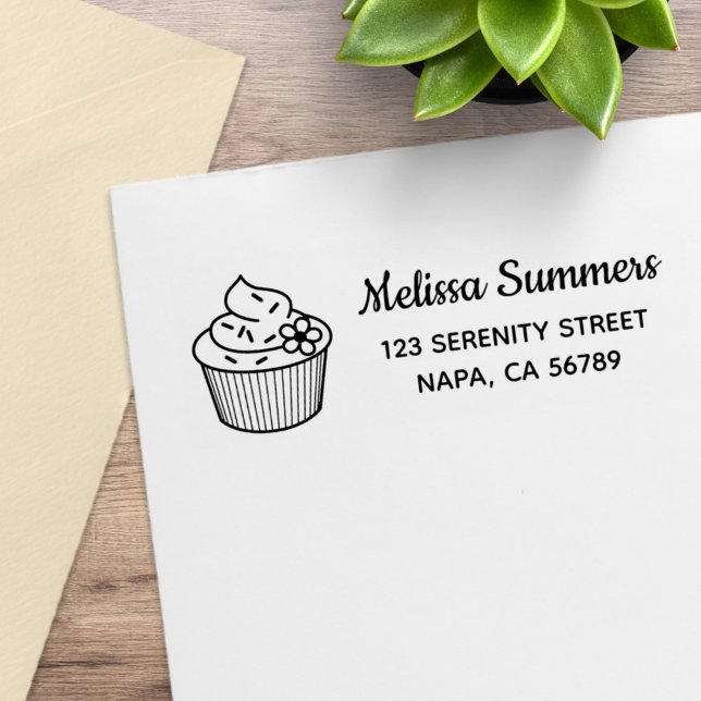 Delicious Cupcake with Frosting Address Rubber Stamp (Creator Uploaded)