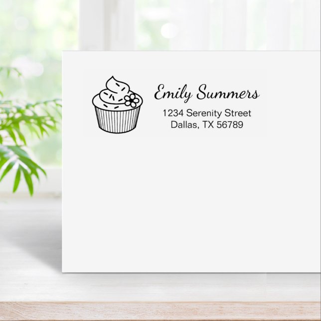 Delicious Cupcake with Frosting Address Rubber Stamp (Creator Uploaded)