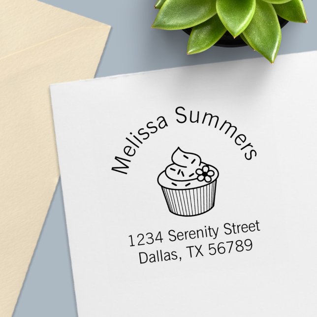 Delicious Cupcake with Frosting Address Self-inking Stamp (Creator Uploaded)