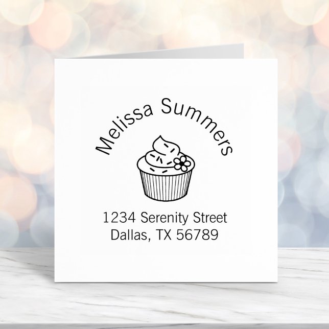 Delicious Cupcake with Frosting Address Self-inking Stamp (Creator Uploaded)