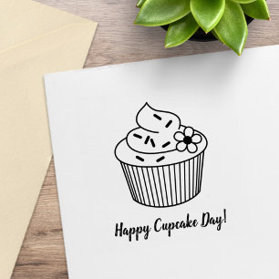 Delicious Cupcake with Frosting Custom Text Rubber Stamp