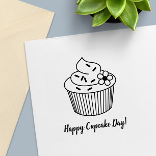 Delicious Cupcake with Frosting Custom Text Self-inking Stamp