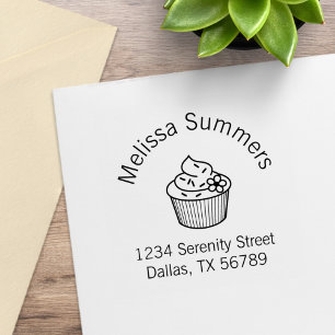 Delicious Cupcake with Frosting Yummy Address Rubber Stamp