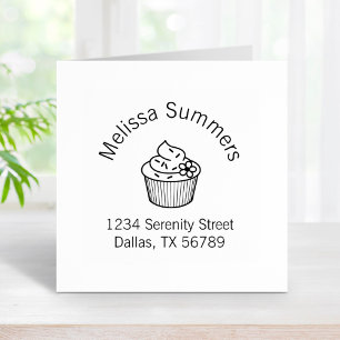 Delicious Cupcake with Frosting Yummy Address Rubber Stamp