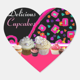 DELICIOUS CUPCAKES BIRTHDAY PARTY Heart Heart Sticker