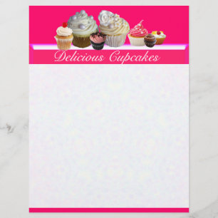 DELICIOUS CUPCAKES DESERT SHOP, Pink,Fuchsia White