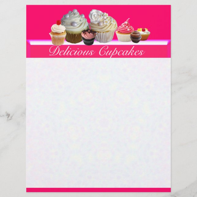 DELICIOUS CUPCAKES DESERT SHOP, Pink,Fuchsia White (Front)