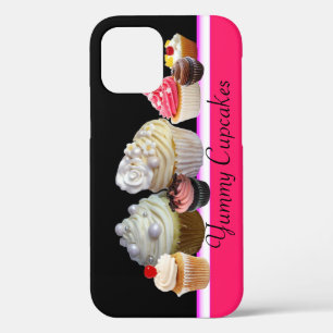 DELICIOUS CUPCAKES DESERT SHOP, Pink,Fuchsia White iPhone 12 Case