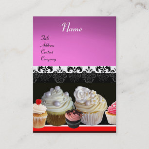 DELICIOUS CUPCAKES DESERT SHOP, Pink Purple Violet Business Card