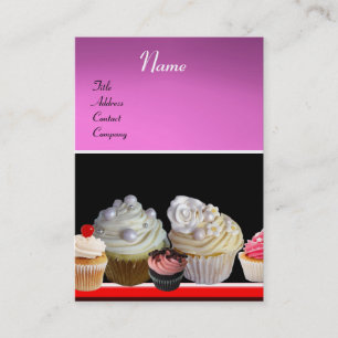 DELICIOUS CUPCAKES DESERT SHOP, Pink Purple Violet Business Card