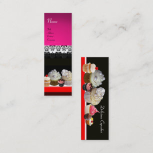 DELICIOUS CUPCAKES DESERT SHOP, Pink Purple Violet Mini Business Card