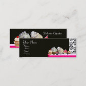 DELICIOUS CUPCAKES DESERT SHOP, Pink Purple Violet Mini Business Card (Front/Back)