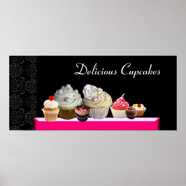 DELICIOUS CUPCAKES DESERT SHOP, Pink Purple Violet Poster (Front)