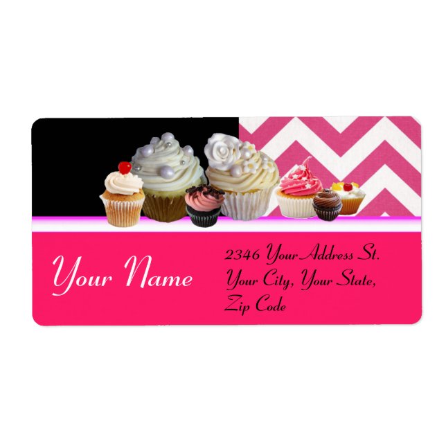 DELICIOUS CUPCAKES DESERT SHOP, Pink White Chevron (Front)