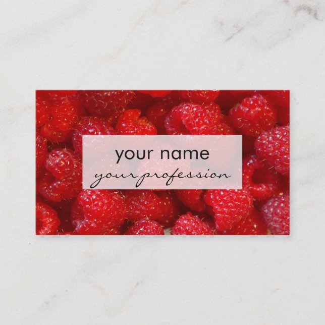 Delicious cute dark pink raspberry photograph business card (Front)