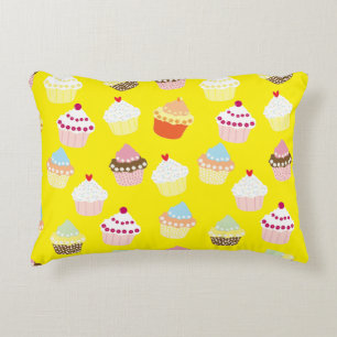 Delicious Decorated Birthday Cupcakes Accent Pillo Decorative Cushion
